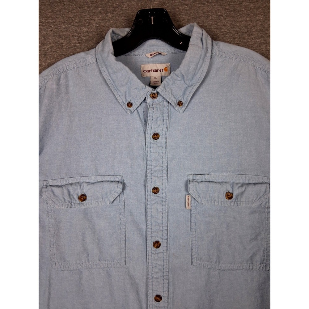 Carhartt Mens Shirt‎ XL Blue Button Down Long Sleeve Workwear Casual Utility